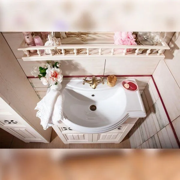 Тумба под раковину напольная Бриклаер КАНТРИ бежевый дуб прованс, 80 см