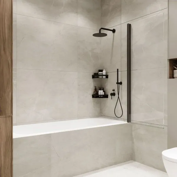 Шторка на ванну Terminus Ното 2CW150х70B 150х70 прозрачное стекло/черный - купить в Москве по низкой цене в интернет-магазине с доставкой по всей России | HITsant Шторка на ванну Terminus Ното 2CW150х70B 150х70 прозрачное стекло/черный