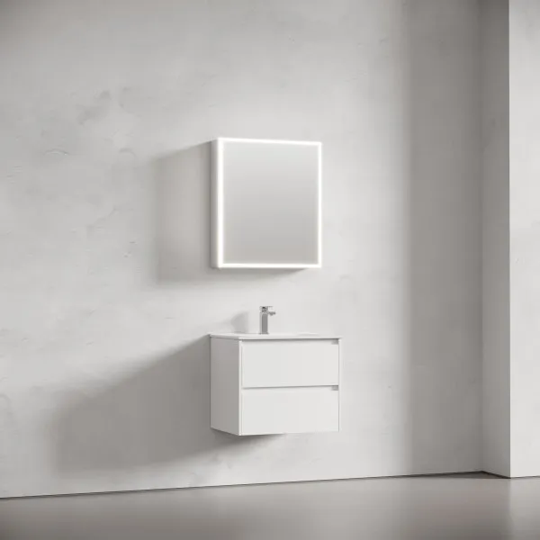 Зеркальный шкаф для ванной комнаты из алюминия SANCOS Evoke 600x700х136 мм, с LED подсветкой,  SC8060