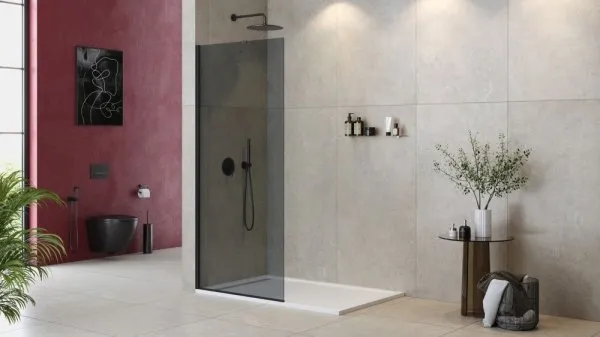 Душевая перегородка Cezares Liberta LIBERTA-L-1-TB-90-GR-NERO тонированное/черный матовый