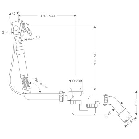 Слив-перелив Hansgrohe Exafill S 58126180 для ванны