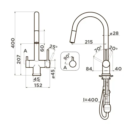 Смеситель для кухни Omoikiri Akita-S-GB 4994359, графит