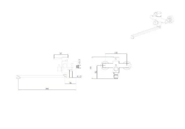 Смеситель для ванны с длинным поворотным изливом RUSH Melos (SUS1101-51Black)