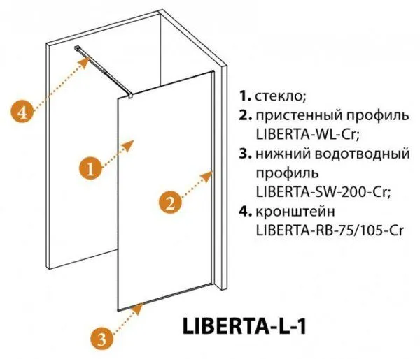 Душевая перегородка Cezares Liberta LIBERTA-L-1-100-C-Cr 100 прозрачное стекло, хром