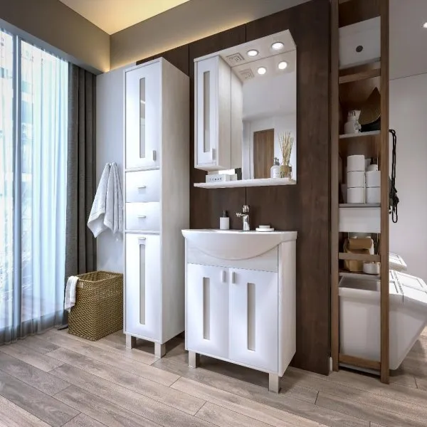 Пенал Бриклаер БАЛИ 35 см, светлая лиственница/белый