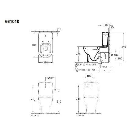 Унитаз-компакт Villeroy & Boch Subway 661010R1 альпийский белый CeramicPlus