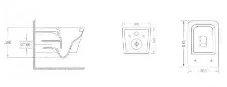 Унитаз подвесной CeramaLux NS5170-18, Черно-Глянцевый