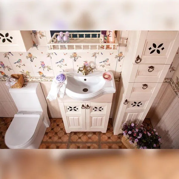 Тумба под раковину напольная Бриклаер КАНТРИ бежевый дуб прованс, 65 см