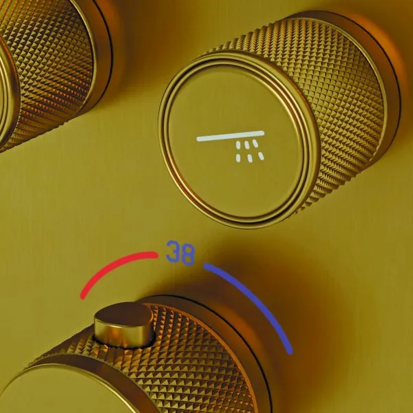 Душевой комплект SANCOS Space встраиваемый c термостатическим смесителем, цвет брашированное золото ,  SC3006BG