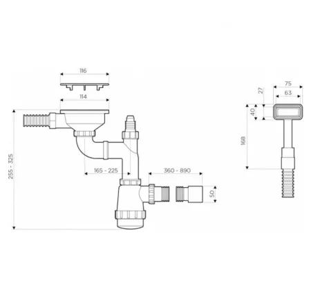 Слив-перелив для мойки Omoikiri WK-1C-GM вороненая сталь