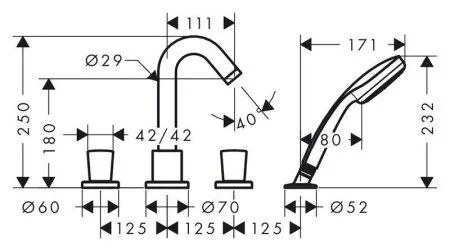 Смеситель Hansgrohe Logis 71314000 на борт ванны