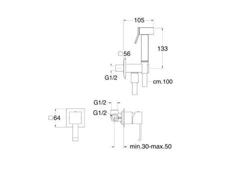 Гигиенический душ Cristina WJ66151 со смесителем, хром