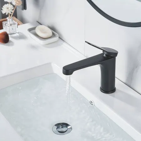 Смеситель для раковины однорычажный с гайкой Shevanik S6201H, Черный