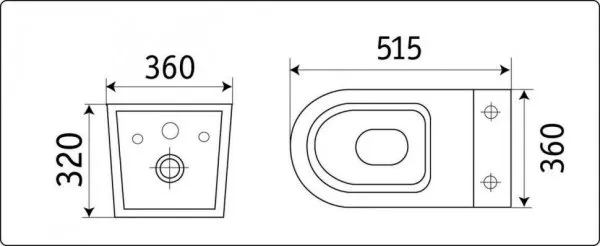 Унитаз подвесной CeramaLux NS-5178-18, Черно-Глянцевый