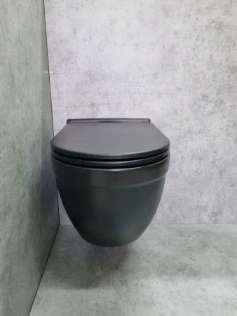 Унитаз подвесной CeramaLux 2198MB, Черно-Матовый