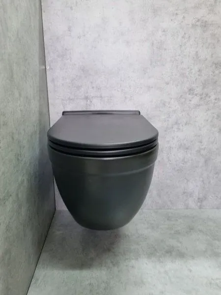 Унитаз подвесной CeramaLux 2198MB, Черно-Матовый