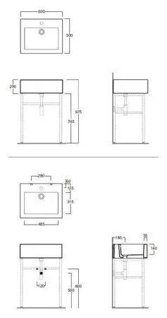 Раковина Simas Frozen FZ10bi*0 60 без отверстия