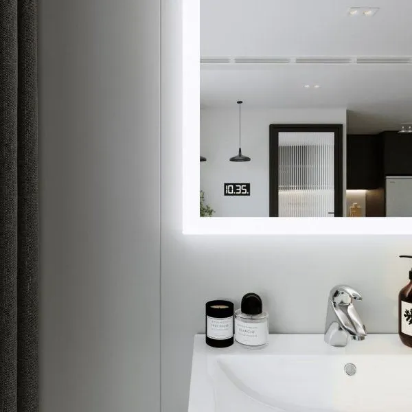 Зеркало Бриклаер Вега/Мальта 75 LED подсветка на взмах руки, часы