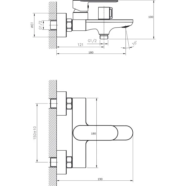 Смеситель для ванны с коротким изливом RUSH Luson (LU1630-44)