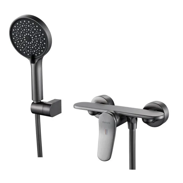 Смеситель для душевой кабины однорычажный  Shevanik S4716T, Оружейная сталь