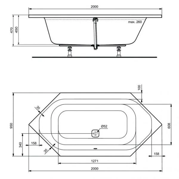 Акриловая ванна Ideal Standard Tonic II K747001 200x95