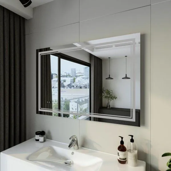 Зеркало Бриклаер Эстель-2 120 с подсветкой LED, на взмах руки, часы