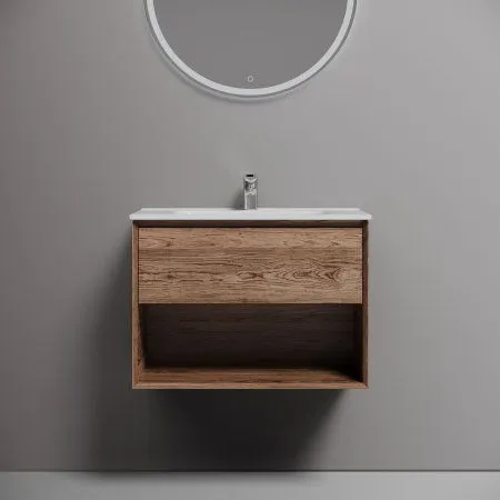 Тумба подвесная SANCOS Marmi 1.0 690х445х520 c одним ящиком оснащенным доводчиками скрытого монтажа и открытой нишей, дуб чарльстон, MR1.070ECH