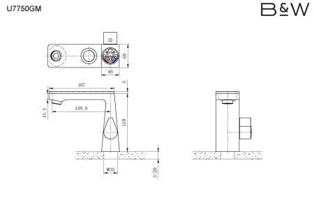Смеситель B&W U7750GM для раковины, керамогранит - купить в Москве по низкой цене в интернет-магазине с доставкой по всей России | HITsant Смеситель B&W U7750GM для раковины, керамогранит