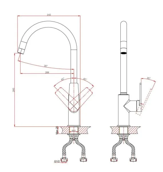 Смеситель DK для кухни высокий Bayern.Fürth (DA1522401) - купить в Москве по низкой цене в интернет-магазине с доставкой по всей России | HITsant Смеситель DK для кухни высокий Bayern.Fürth (DA1522401)