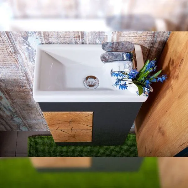 Тумба под раковину подвесная Бриклаер Форест дуб золотой/антрацит, 40 см