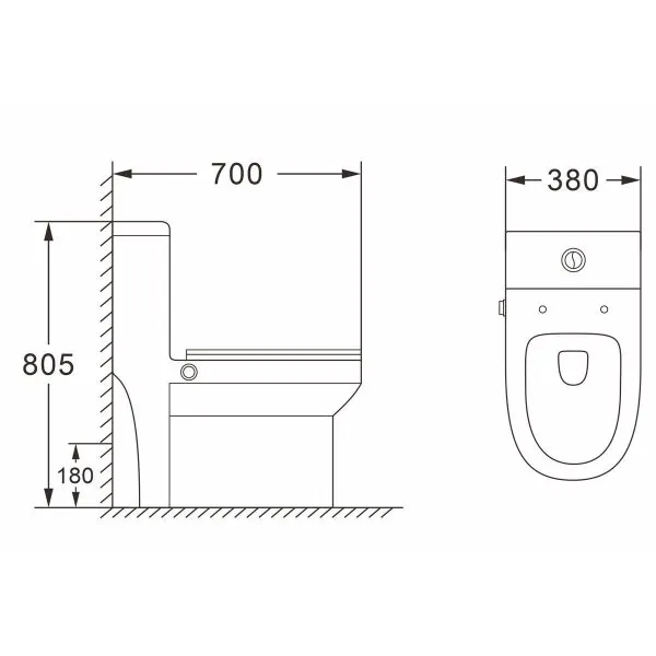 Унитаз-моноблок AZARIO BRUSCO 700x380x805 напольный со встроенной функцией биде, в комплекте с сиденьем дюропласт микролифт (AZ-1085B)