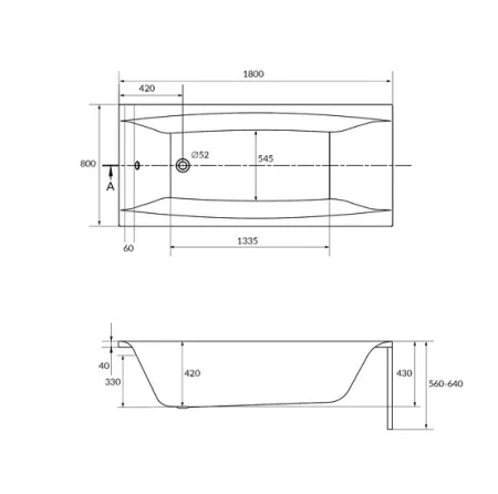 Акриловая ванна Cersanit Virgo WP-VIRGO*180 180x80