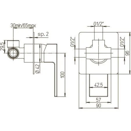 Смеситель для душа Paini Grazia встраиваемый, PVD матовый черный 21KVPZLB69DC0