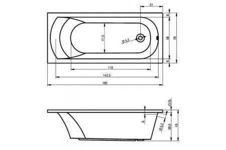 Ванна акриловая Riho Miami B059001005 160x70