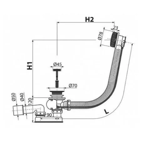 Слив-перелив AlcaPlast A55GOLD-80 золото