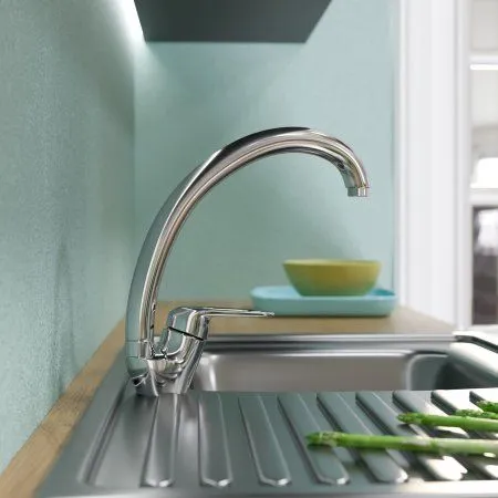 Смеситель для кухни MIXLINE ML05-032 высокий излив боковая ручка (522129)