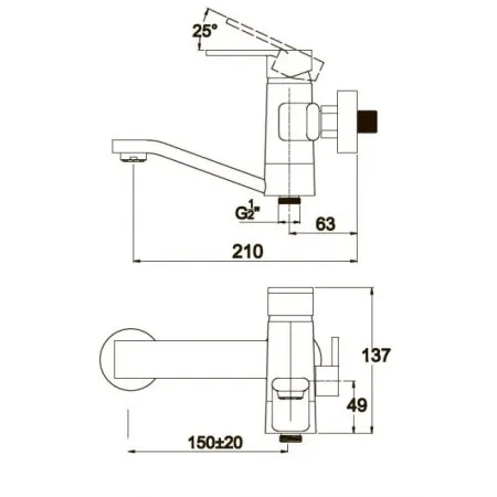 Смеситель для ванны с душем KAISER Sonat (34522)
