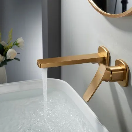 Смеситель для раковины однорычажный встроенный Shevanik S9941G, Золотой сатин