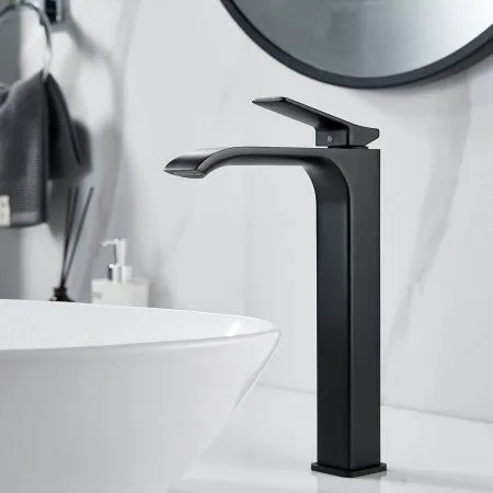 Смеситель для раковины однорычажный с гайкой Shevanik S4011H, Черный