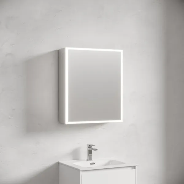 Зеркальный шкаф для ванной комнаты из алюминия SANCOS Evoke 600x700х136 мм, с LED подсветкой,  SC8060