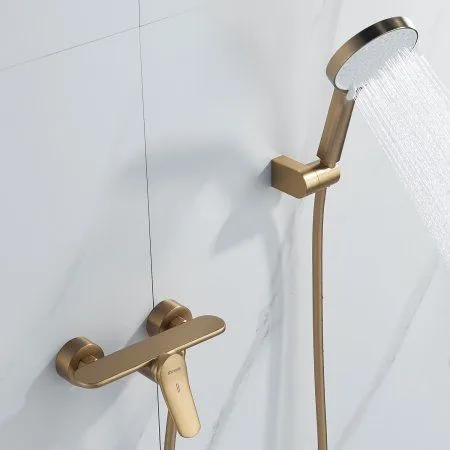 Смеситель для душевой кабины однорычажный  Shevanik S4716G, Золотой сатин