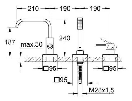 Смеситель Grohe Allure 19316000 на борт ванны