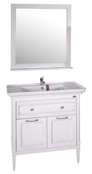 Тумба ASB-Woodline Гранда 85 (Белый Патина Серебро) под раковина Дуглас 85 (11487/1)