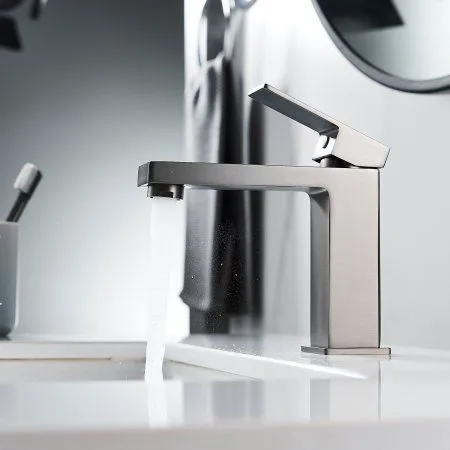 Смеситель для раковины однорычажный с гайкой Shevanik S9601T, Оружейная сталь