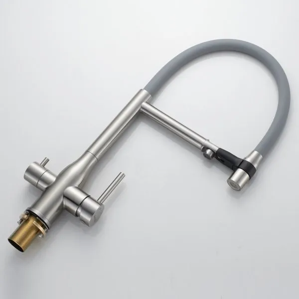 Смеситель для кухни с гибким изливом, с подключением фильтра Shevanik S378L, Сатин