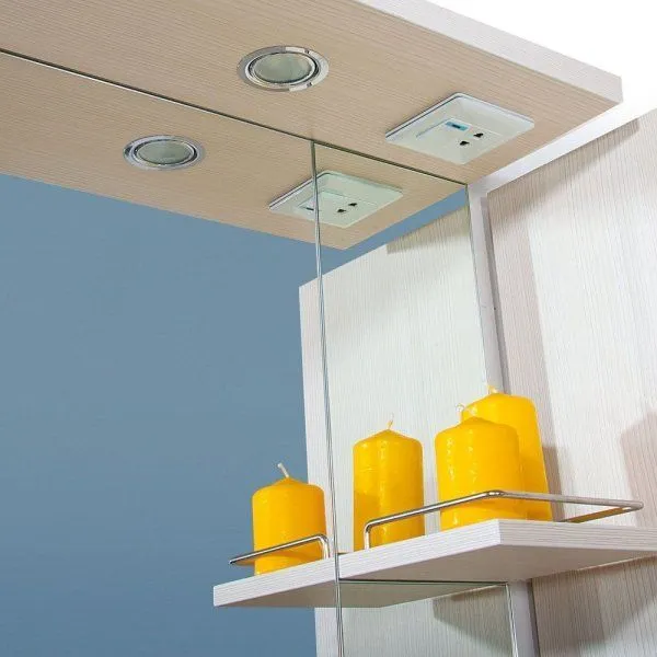 Зеркало со шкафом Бриклаер БАЛИ 90 см правое, светлая лиственница/белый