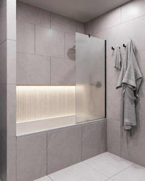 Шторка для ванны Timo TC-90/03F-8 в узком профиле 1400*900, стекло матовое 8 мм (T21)