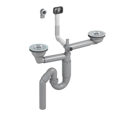 Сифон для мойки PREVEX P-loc  двойной (PL2-D9CR5-SANT-01) - купить в Москве по низкой цене в интернет-магазине с доставкой по всей России | HITsant Сифон для мойки PREVEX P-loc  двойной (PL2-D9CR5-SANT-01)