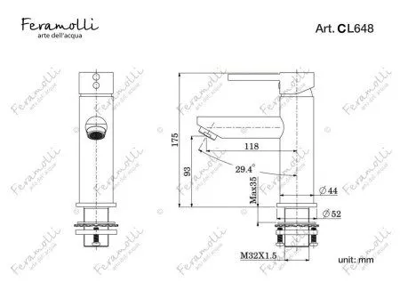 Смеситель для раковины Feramolli CL648, хром