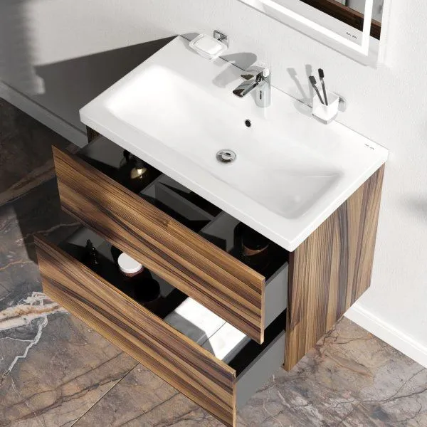 База под раковину, подвесная, 75 см, 2 ящика, орех AM.PM Gem M90FHX0752HF